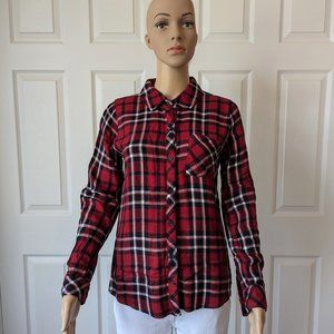 Rails Hunter Red, Black + White Plaid Long Sleeve Button Down Shirt Size XS